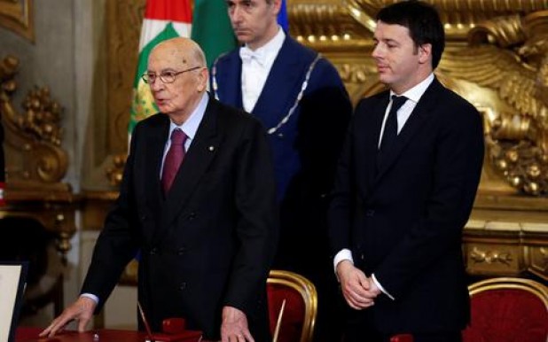 Ο πρόεδρος της Ιταλίας Τζ. Ναπολιτάνο μαζί με τον πρωθυπουργό Μ. Ρέντσι